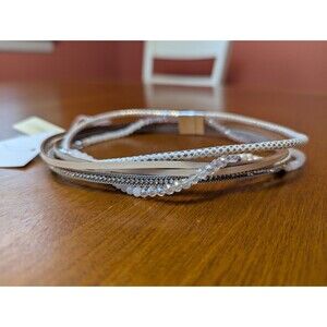 NWT Saachi Multi Layer Necklace Leather Pearls Crystals White Choker Necklace